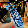 Pikkukuva 5 / 5: 1,5 litran vesipullot suodattimella ja merkkiviivoilla, tiivis kannettava Tritan BPA-vapaa urheilujuomapullo vihreä 1500 ml