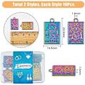Miniatyrbillede 5 af 5: 20 stk. 2 Stilarter Tarotkort Charms Rack Plating Legering Vedhæng Stjerne og Luna Charms Regnbue Rektangel