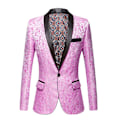 Miniatyrbillede 1 af 3: Herre Blomstret Revers Blazer Jakkesæt Print Dinner Smokingjakke rose red xxl