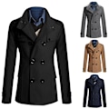Miniatyrbillede 3 af 5: Herre Dobbeltradet Vinterjakke Vintage Mode Trenchcoat Ensfarvet L Gray