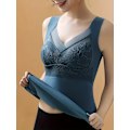 Pikkukuva 4 / 6: Pitsikoristeltu lämpökerrasto, pehmeä V-aukkoinen hihaton toppi, naisten alusvaatteet ja yöasut Navy Blue 2XL