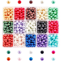 Miniatyrbillede 1 af 5: Perleperler 1050 stk. 15 Farve Satin Glans Runde Glasperleperler 6 mm Runde Små Satin Løse Glans Imitationsperleperler til Øreringe Armbånd Halskæde
