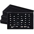 Miniatyrbillede 1 af 5: 4-pak Fløjl 7 Slots Ring Øreringe Fremvisningsbakker Holder Skuffeindsats Smykke Display Organizer