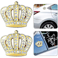 Miniatyrbillede 1 af 4: 2 stk. Bling Krystal 3D Bil Emblem Badge Mærkat, Vandtæt Krom Metal Krone Bil Mærkat