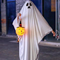Miniatyrbillede 2 af 5: Børne/voksen Halloween Spøgelse Hvid Hætte Kappe Udklædning Kostume S