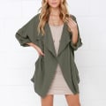 Miniatyrbillede 4 af 5: Dame Syv-kvartærme Trenchcoat Britisk Stil Ensfarvet Løs Casual L B