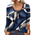 Miniatyrbillede 1 af 5: Dame Efterår Afslappet T-shirt Geometrisk Print U-Hals T-shirt Til Udendørs Dating Shopping Brug 3XL 2