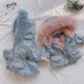 Miniatyrbillede 2 af 5: Børn Denim Hættefrakke Jakker Varm Langærmet Tyk Til Vinter Udendørs 110cm A