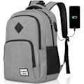 Miniatyrbild 1 av 5: Laptop ryggsäck skolryggsäck med USB-laddningsport för män och kvinnor, vattentät grå