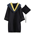 Miniatyrbillede 1 af 5: 2021 Voksen Graduation Gown Langærmet Universitets Akademisk Kjole Lynlås Lukning Plus Size Graduation Gown Robe Mortarboard-hat B Yellow M