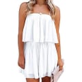 Miniatyrbillede 1 af 4: Dame Sommer Ærmeløs Jumpsuit Casual Bred Ben Bukser Romper White M