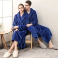 Miniatyrbild 7 av 9: 1 st par stil badrock, tjock långärmad lång badrock, supermjuk loungewear, lång rock för höst och vinter, badrumstillbehör 3XL blue