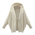 Miniatyrbillede 2 af 5: Dame Vinter Fuzzy Fleece Frakke, Åben Front Hætte Cardigans Jakke White S
