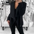 Miniatyrbillede 2 af 5: Dame Skrå Lynlås Sweater Frakke Langærmet Afslappet Toppe Kvinde Sweater Ny 2XL A