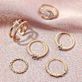 Miniatyrbild 4 av 5: Kristallknuckle Rings Set Star Ring Guld Måne Finger Joint Stackable Ring Pour Femmes Et Filles