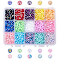 Miniatyrbilde 1 av 5: 1 Eske 8100 stk 15 Farger Flatback Halvperler Halv 4mm Flatback Imitasjonsperle Cabochons Perle Edelsten