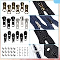 Miniatyrbild 4 av 5: 24 st #5 #7 dragkedjor ersättare dragkedja dragkedja reparationssats innehåller topp- och bottenproppar för kläder väskor plånböcker bagage metall plast nylon C