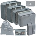 Miniatyrbild 1 av 5: 9 Set Packningskuber Resväskor Packningsorganisatörer För Reseaccessoarer grey