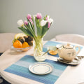 Miniatyrbild 3 av 5: 10 st blå placemats värmebeständiga köksbordsmattor tvättbara placemats korsvävda vävda vinyl placemat för kök matbord