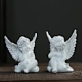 Miniatyrbillede 3 af 4: Sæt med 2 Guld Engle Resin Keruber Statue Figur, Indendørs Udendørs Hjemmehave Dekoration