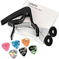 Miniatyrbild 5 av 5: Gitarr Capo med 6 Gitarrplektrum, Ukulele Capo Akustisk Elektrisk Gitarr Clip Snabbt Byte Capo Clamp för Akustiska Elektriska Gitarrer black