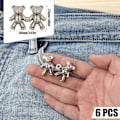 Miniatyrbild 2 av 5: 6 Par Jeansnålar för Lösa Jeans, Löstagbar Byxmidjestram Justerbar Midjespänneförlängare för Jeans Midja (Silver)
