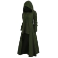 Miniatyrbillede 1 af 5: Dame Hætte High Low Drop Shoulder Lang Sweater Vintage Langærmet Fest 2XL Dark Green