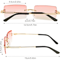 Miniatyrbillede 2 af 5: harp Rektangulære Rimless Solbriller, 4 stk. Retro Rektangulære Rimless Solbriller til Kvinder Mænd - Firkantede Rimless Solbriller