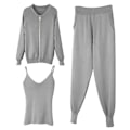 Miniatyrbild 4 av 5: 2021 vår outfit dammode tredelad kostym väst stickad kappa elastisk L Gray
