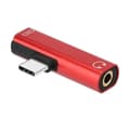2-i-1 USB C Typ-C till 3,5 mm Jack AUX Hörlursljudadapter Laddare red