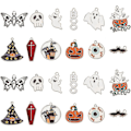 Miniatyrbillede 1 af 5: 1 Æske 24 stk. 12 Stilarter Halloween Charm Spøgelses Charm Bulk Gotisk Charm Græskar Spøgelse Kiste Kors Kranie Sort Flagermus Charm