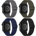 Miniatyrbilde 1 av 5: 4-pakning Nylon Stretch-stropper for Apple Watch 38mm 40mm 41mm, Justerbare Flettede Elastiske Sportsarmbånd for Kvinner og Menn for iWatch Series 7/6/5/4/3