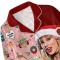 Miniatyrbillede 4 af 5: Dame Jule Pyjamas Sæt, Taylor Pyjamas Knap Ned Loungewear Nattøj style 1 3XL