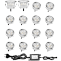 Miniatyrbillede 1 af 5: 16 stk. LED Indbygningsspots, IP67, 0,6W DC12V, Hvidt Lys [Energiklasse A+]