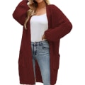 Miniatyrbillede 1 af 3: Casual strikket cardigan til damer med lange ærmer og åben front Red XL