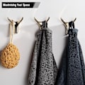 Miniatyrbild 3 av 5: Set med 3 gyllene självhäftande hornväggkrokar för badrum