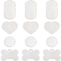 Miniatyrbillede 1 af 4: 32 pakker store runde blanke rektangler hjerte stemplingsemner knogleformede hundetegn med plastikopbevaringsboks til metalstempling og smykkefremstilling