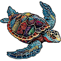 Miniatyrbild 5 av 5: Turtle Pussel för vuxna, Wood Turtle Puzzle,Träpussel Vuxen sköldpadda - Utmanande leksak havssköldpadda formad färgglada trä pussel för vuxna