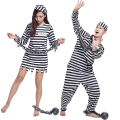 Miniatyrbild 3 av 4: Vuxna och barn fångdräkt, fängelsekostym Halloween Cosplay-kostym Adult woman