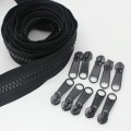Miniatyrbillede 1 af 5: #10 Stor Plastiklynlås Metervare Bulk 5 Yards Med 10 stk Lange Slidere Til DIY Syning Skrædderhåndværk Tasker Telte Sort (5 Yards)