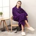 Miniatyrbild 1 av 9: 1 st par stil badrock, tjock långärmad lång badrock, supermjuk loungewear, lång rock för höst och vinter, badrumstillbehör XL purple
