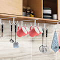 Miniatyrbild 5 av 5: Mocoum Mugghållare under skåp, Rustik Mugghållare Organizer Rack Kopphållare under hylla 12 Hängande Krokar Rack för Muggar White