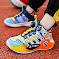 Miniatyrbild 5 av 5: Pojkar Basketbollskor Hög Ovandel Andas Sport Skor Anti Slip Mode Sneakers 3F299 Orange EU 39