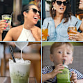 Miniatyrbilde 5 av 5: Smoothie-sugerør i rustfritt stål, brede gjenbrukbare drikkesugerør i metall for milkshake, smoothie, drikke, sett med 6 black