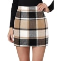 Miniatyrbild 1 av 5: Kvinnors hög midja rutig kjol, Bodycon pennkjol i ull Khaki M