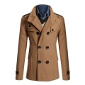 Miniatyrbillede 1 af 5: Herre Dobbeltradet Vinterjakke Vintage Mode Trenchcoat Ensfarvet 2XL Black