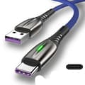 Pikkukuva 1 / 5: Usb Type C -kaapeli Led Android -matkapuhelinlaturi Datakaapeli Blue For Type-C 1m (3.3ft)