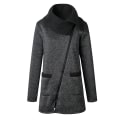 Miniatyrbilde 1 av 4: Høst Dame Høy Hals Casual Jakke Kåpe Parka Hettegenser Lang Glidelås Utetøy Topper 2XL C