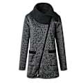 Miniatyrbilde 1 av 4: Høst Dame Høy Hals Casual Jakke Kåpe Parka Hettegenser Lang Glidelås Utetøy Topper 4XL A