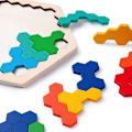 Miniatyrbild 2 av 5: Trähexagon Pussel Leksak Geometri Leksak Träpussel Pussel Färgglad Hexagon Geometrisk Pussel Lutande Intelligens Block Leksaker För 3-8 År Gamla Barn